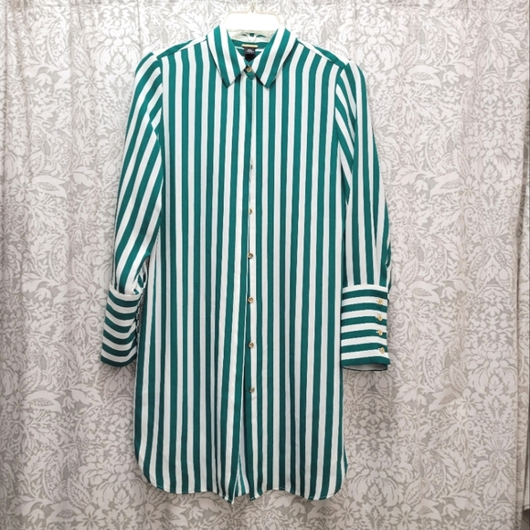 Chicos black label green and white stripe tunic size 00 - Picture 1 of 6